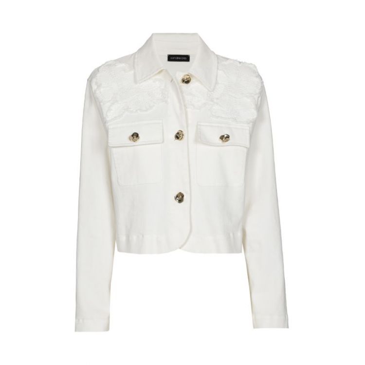 Korte jeansvest met uitgerafel 93 Natural