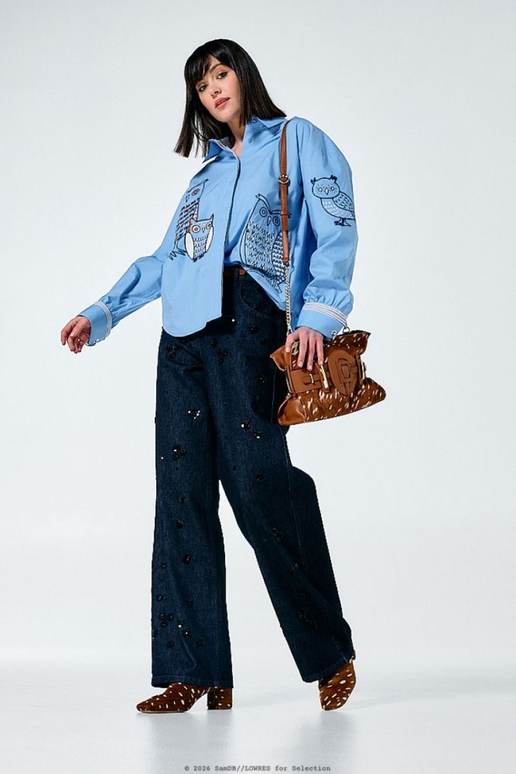 Hemdblouse in katoen met brode 29 Multi Color