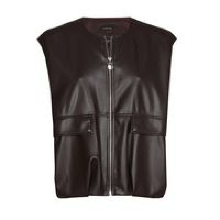 Mouwloze jas in vegan leather 31 Brown