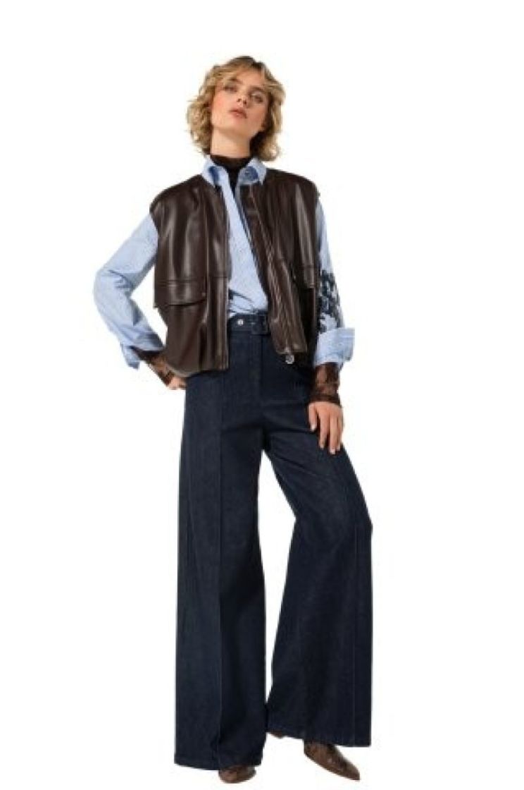Mouwloze jas in vegan leather 31 Brown