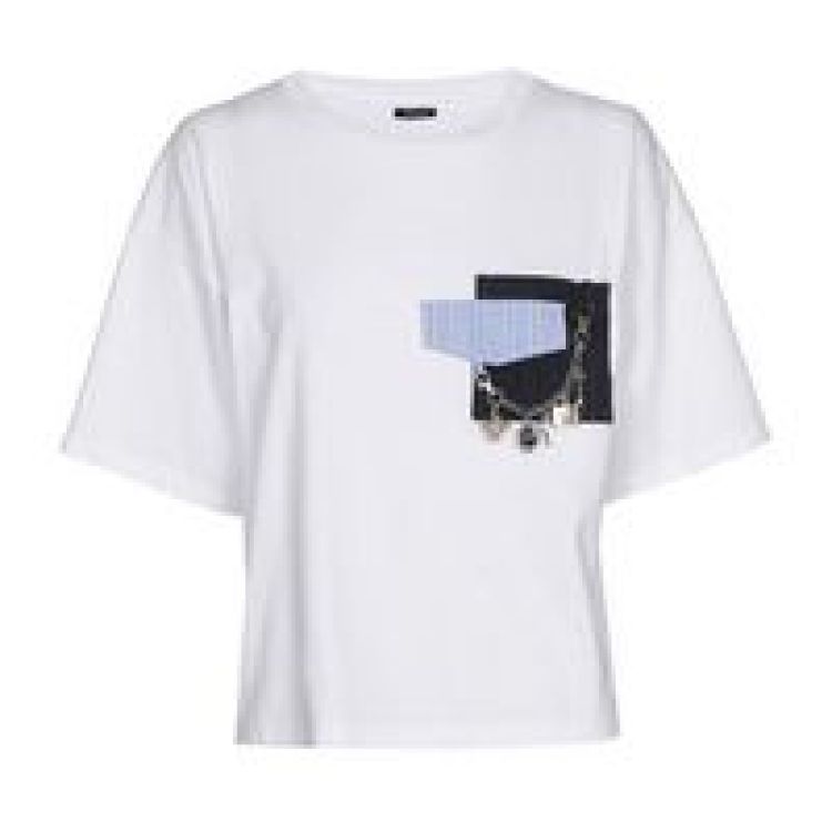 T-shirt in katoen met opgestik 29 Multi Color