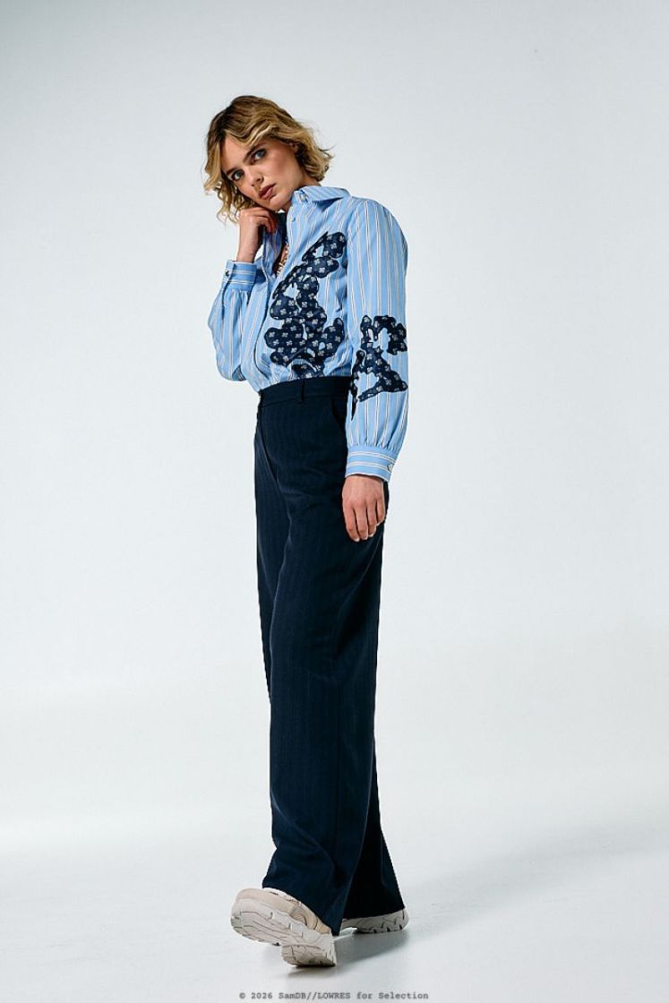 City-look broek, mid waist 20 Blue Black