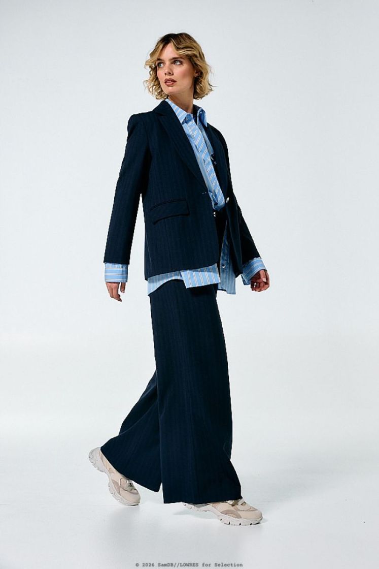 City-look broek, mid waist 20 Blue Black