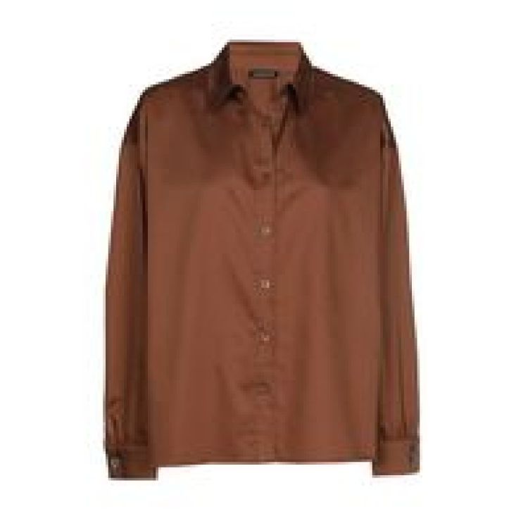 Blouse in shiny katoen 36 Caramello