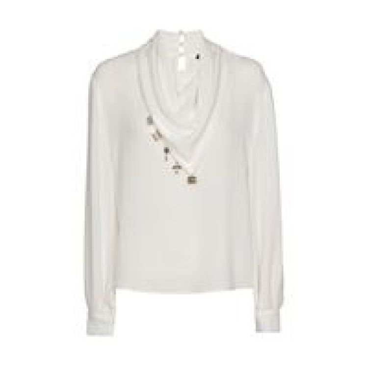 Soepele blouse met kraageffect 93 Cream