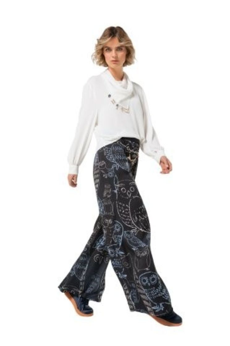 Soepele blouse met kraageffect 93 Cream