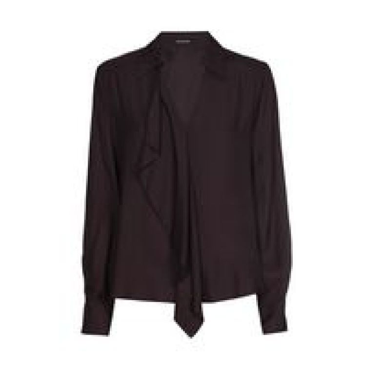 Shiny blouse met jabotdetail 53 Eggplant