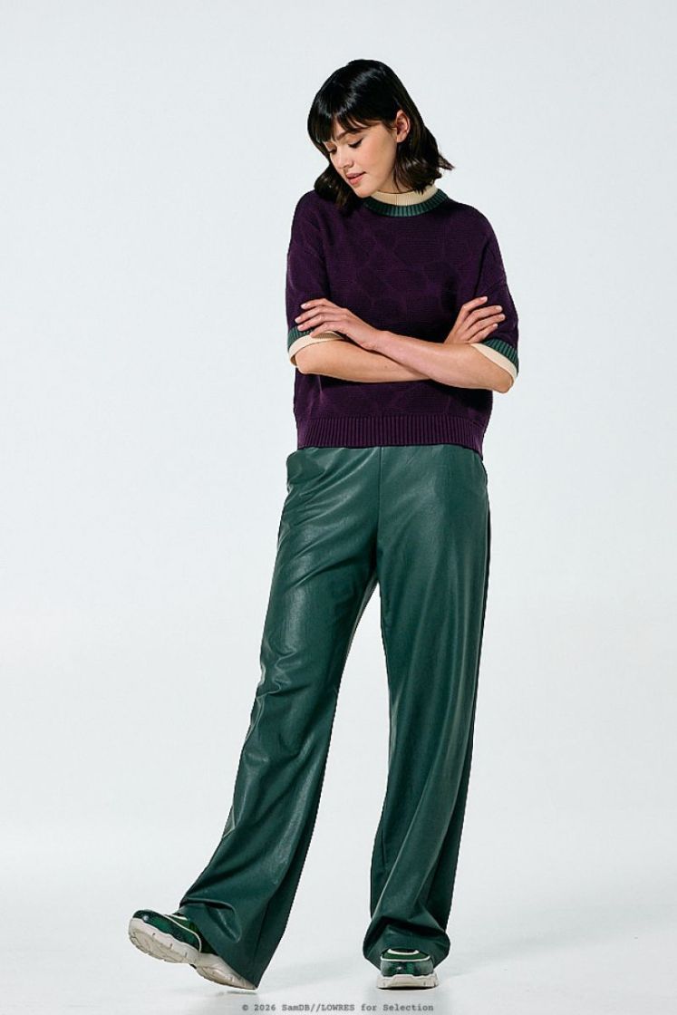 Broek in vegan leather, normal 61 Green