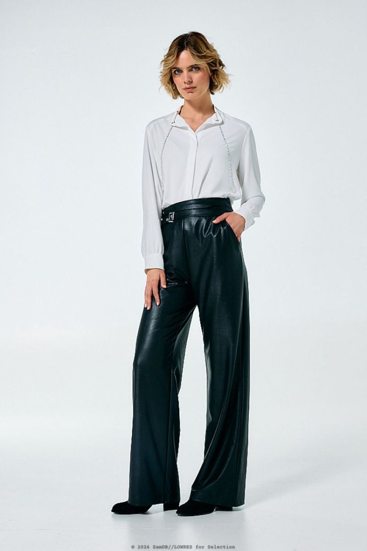 Broek in vegan leather, normal 10 Black