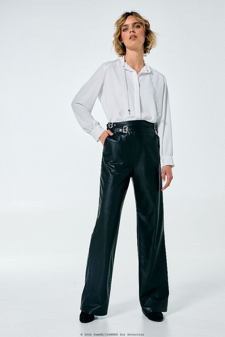 Broek in vegan leather, normal 10 Black