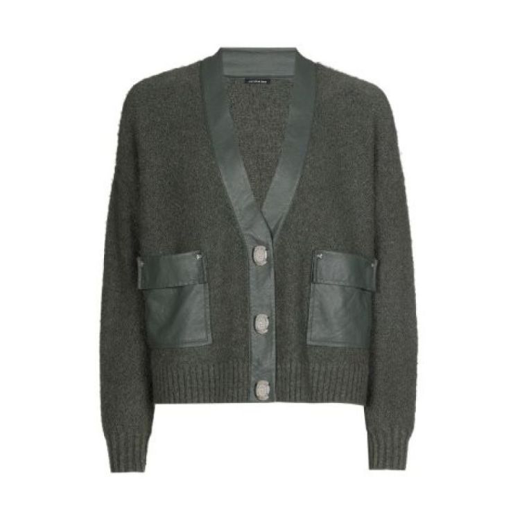 Korte cardigan met vegan leath 61 Green
