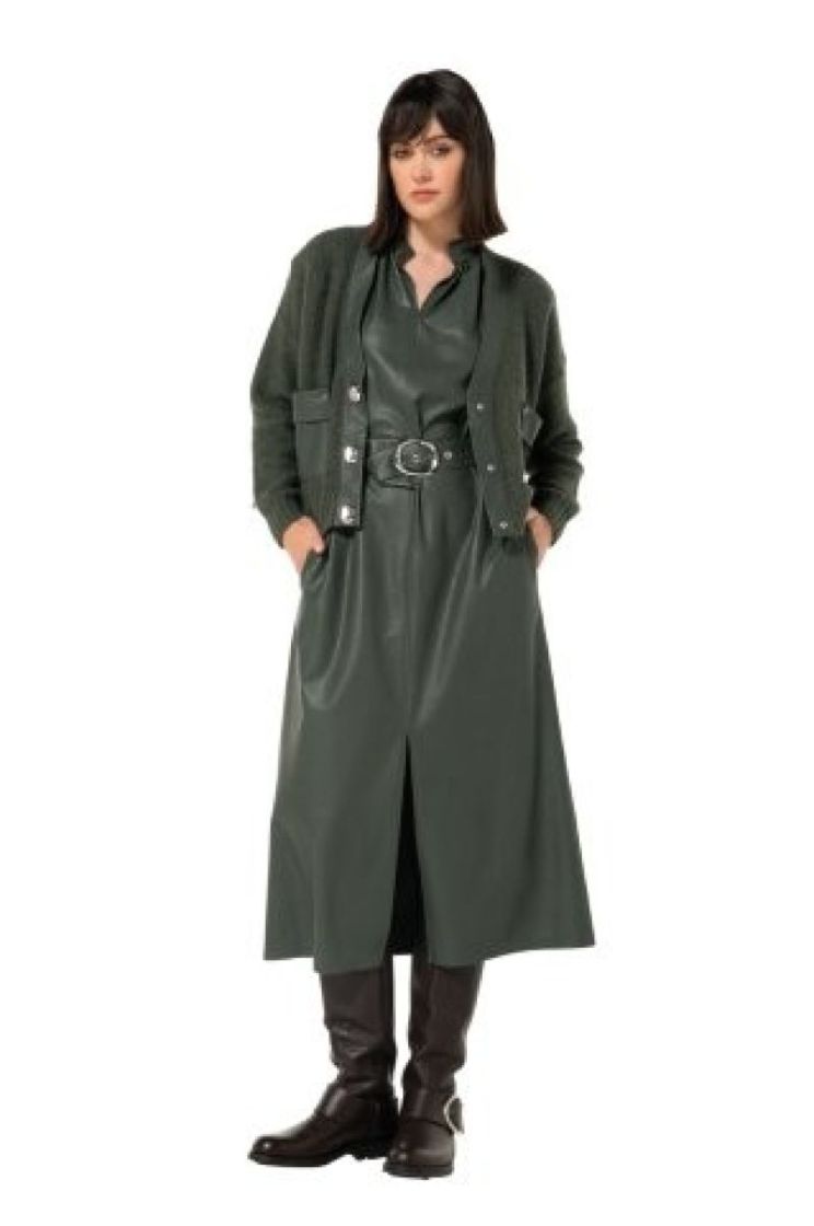 Korte cardigan met vegan leath 61 Green
