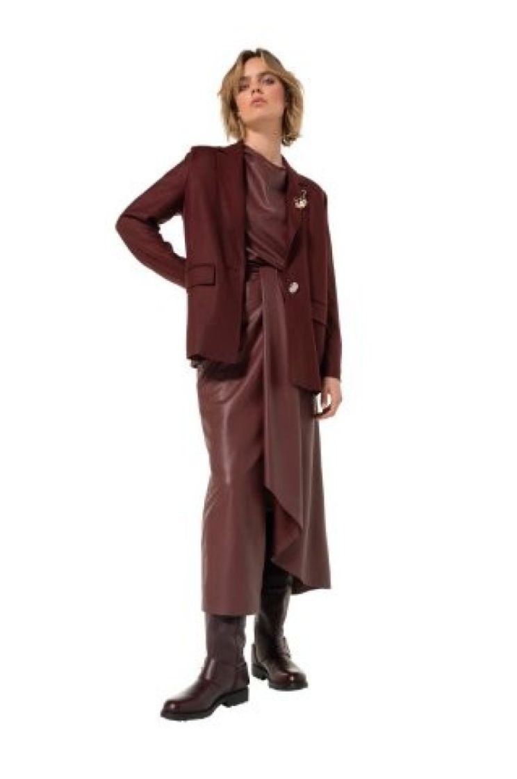 Asymmetrische top in vegan lea 51 Wine Red