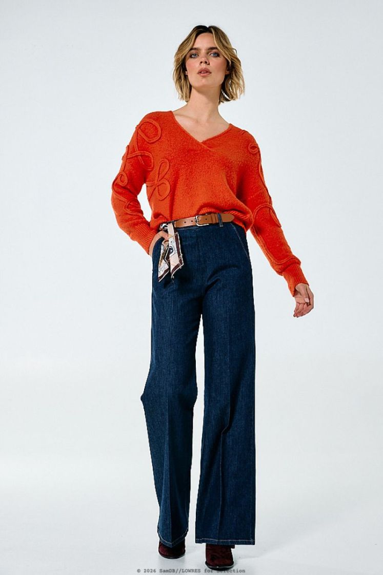 Soepele denimbroek, mid waist 23 Jeans Dark B