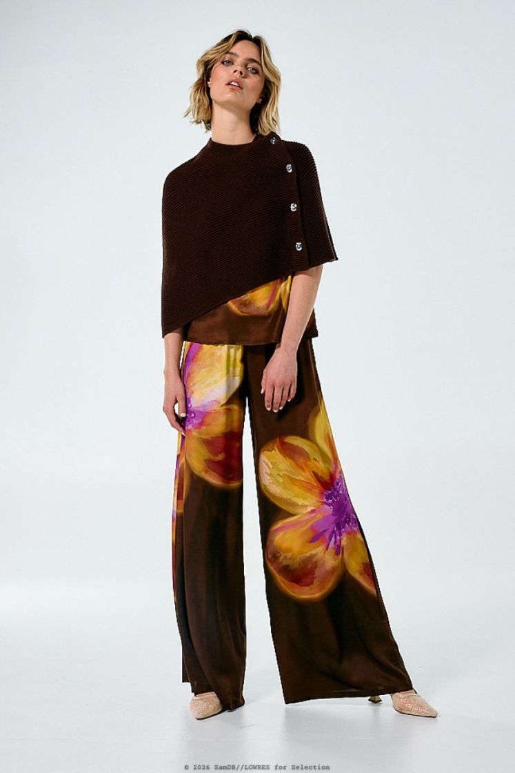Shiny palazzo broek, elastic w 79 Multi Color